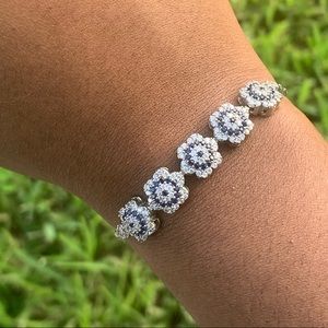Adjustable Dark Blue Rhodium Bracelet